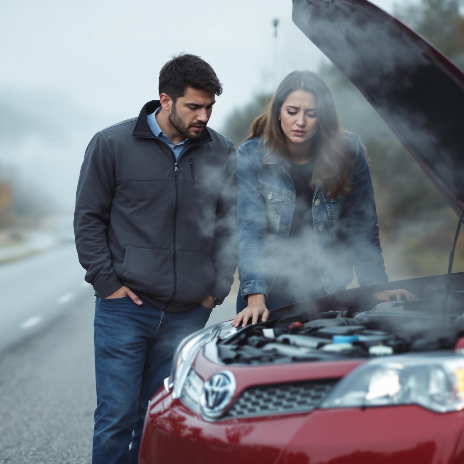 Couple frustrated with a broken down used car